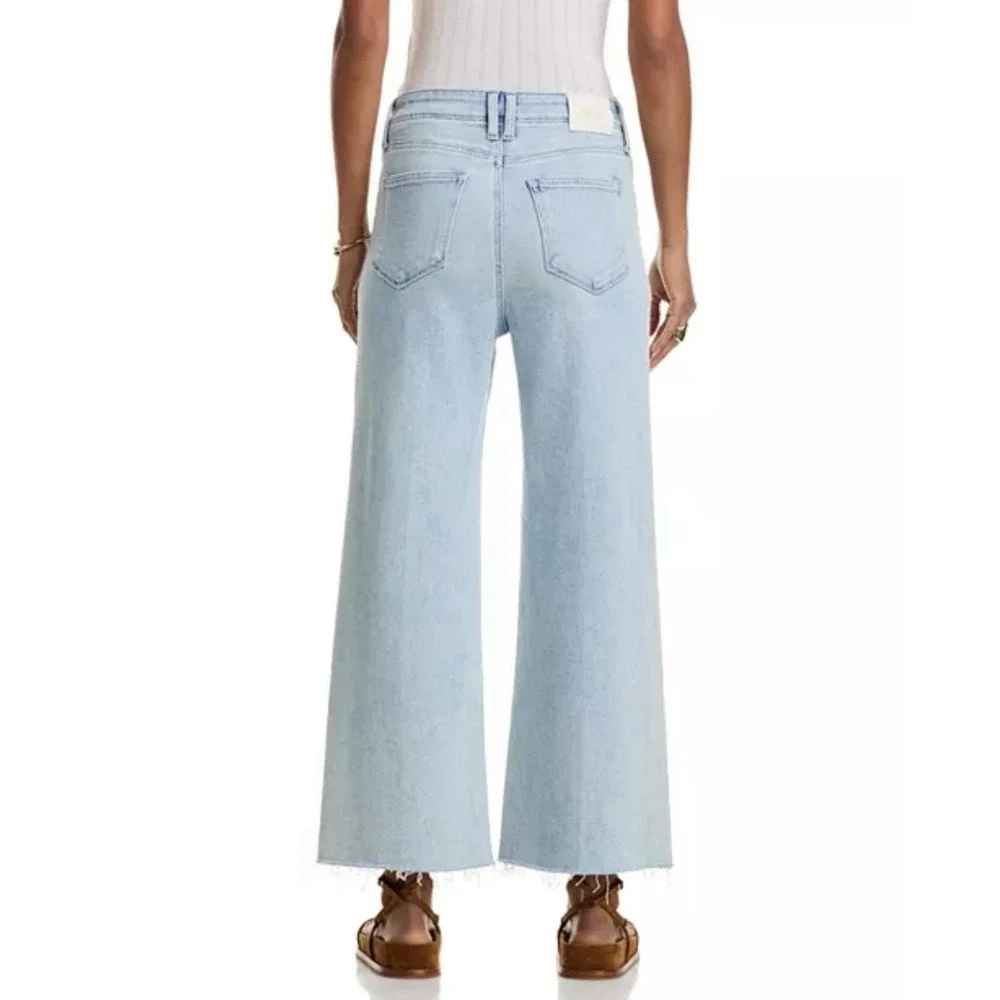 PAIGE Anessa Wide Leg Cropped Jeans Size 27 Shooting Star Raw Hem High Rise - Picture 2 of 11